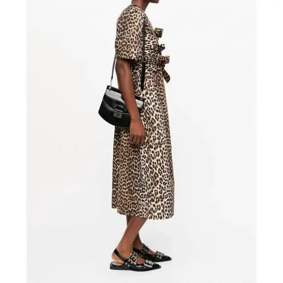NEW GANNI printed midi dress in leopard - Picture 3 of 4